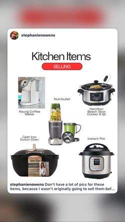 Kitchen appliances and cookware prices, and description Kitchen appliances and cookware (prices in description)