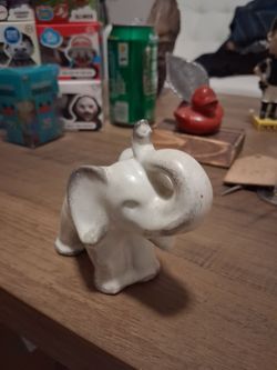 White Ceramic Elephant Figurine