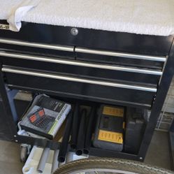 Tool Box With All Tools 4 Wheeled Push Cart