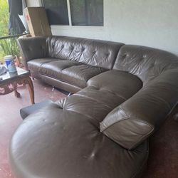 Brown Leather Sectional Couch
