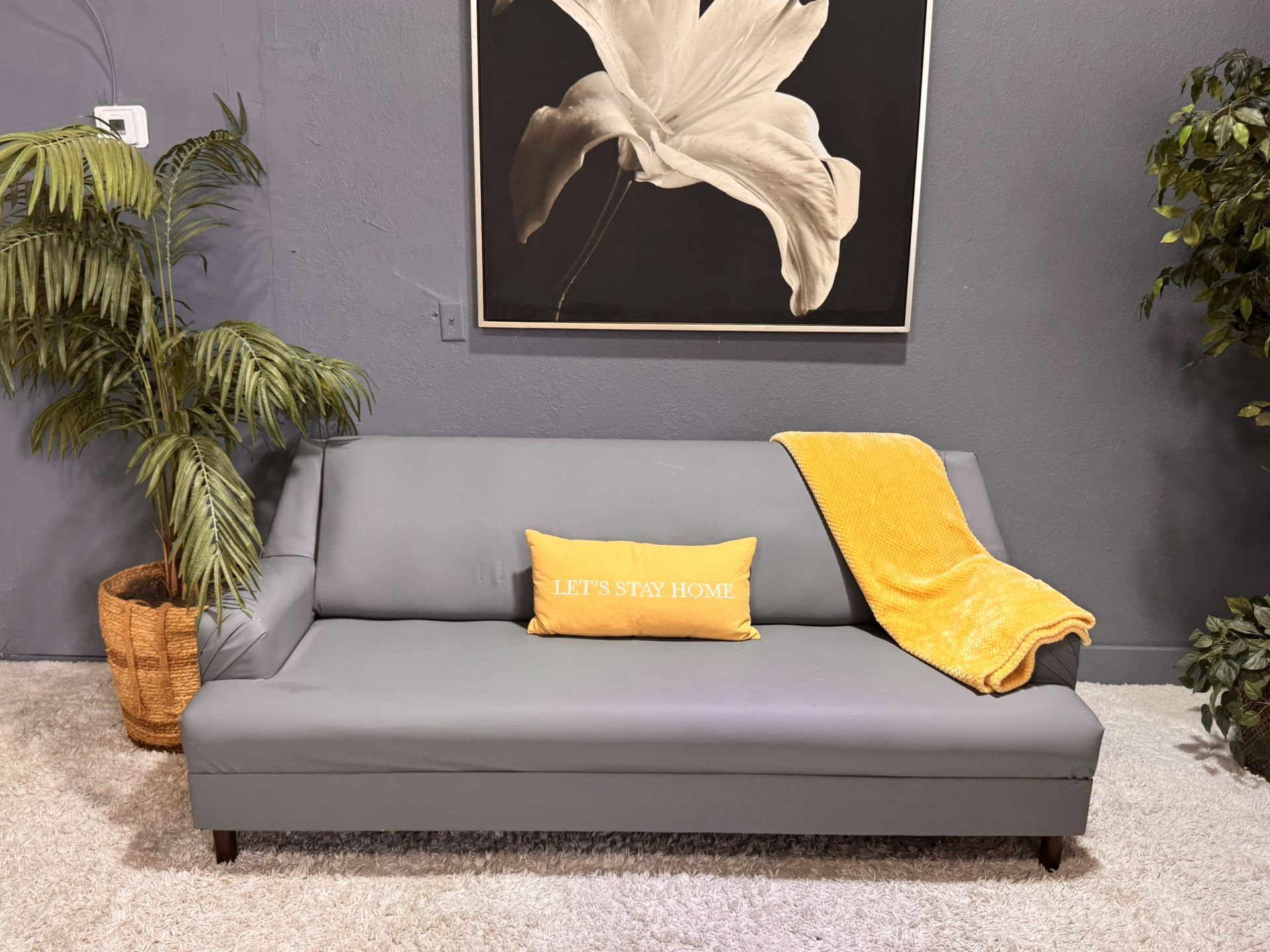 Nice Grey Faux Leather Couch
