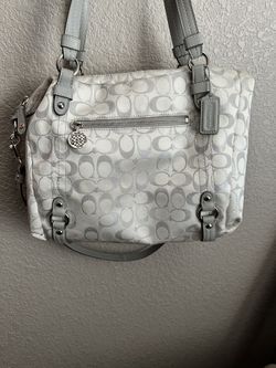 Coach Shoulder Purse/Bag, Silver And White