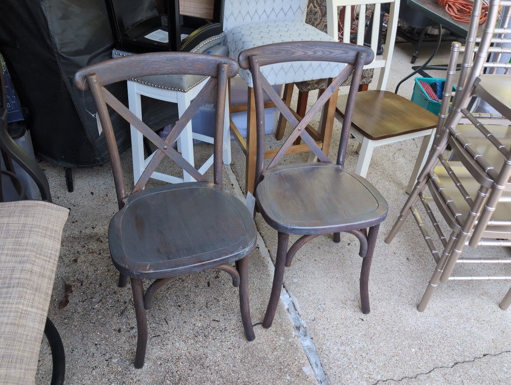2 Wood X-back Dining Chairs