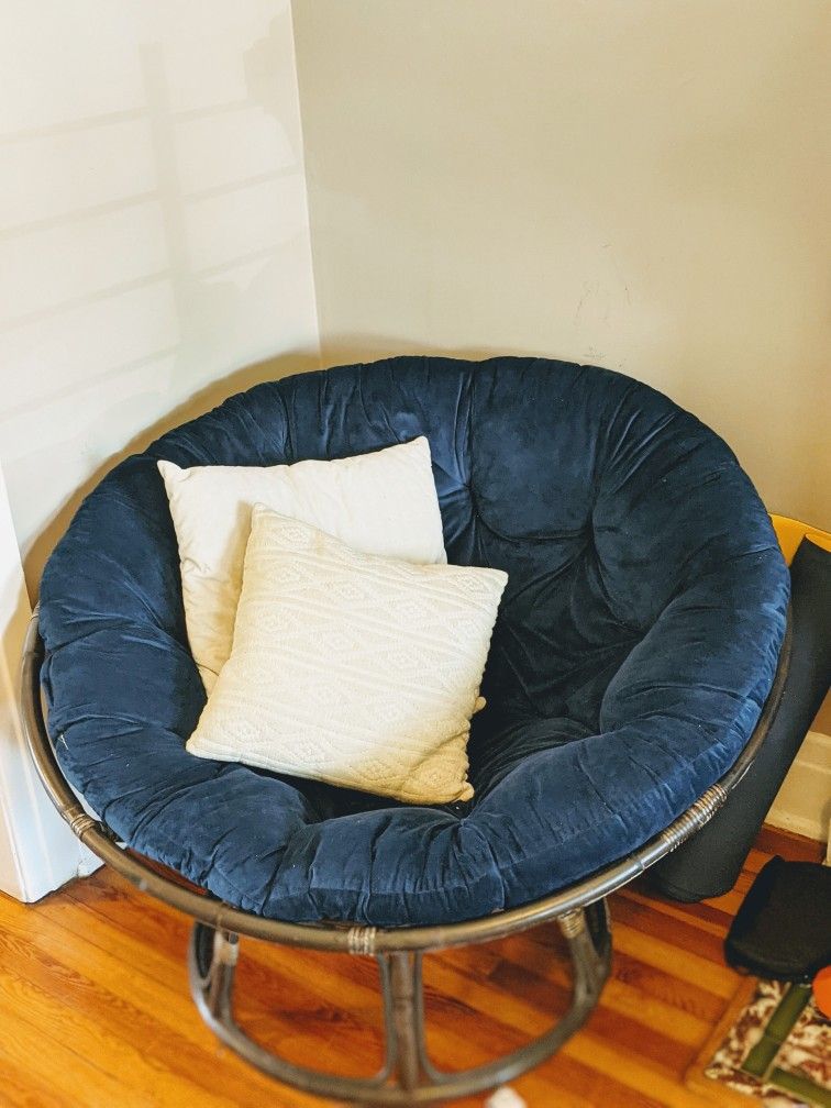 Soft Deep Blue Papasan Chair