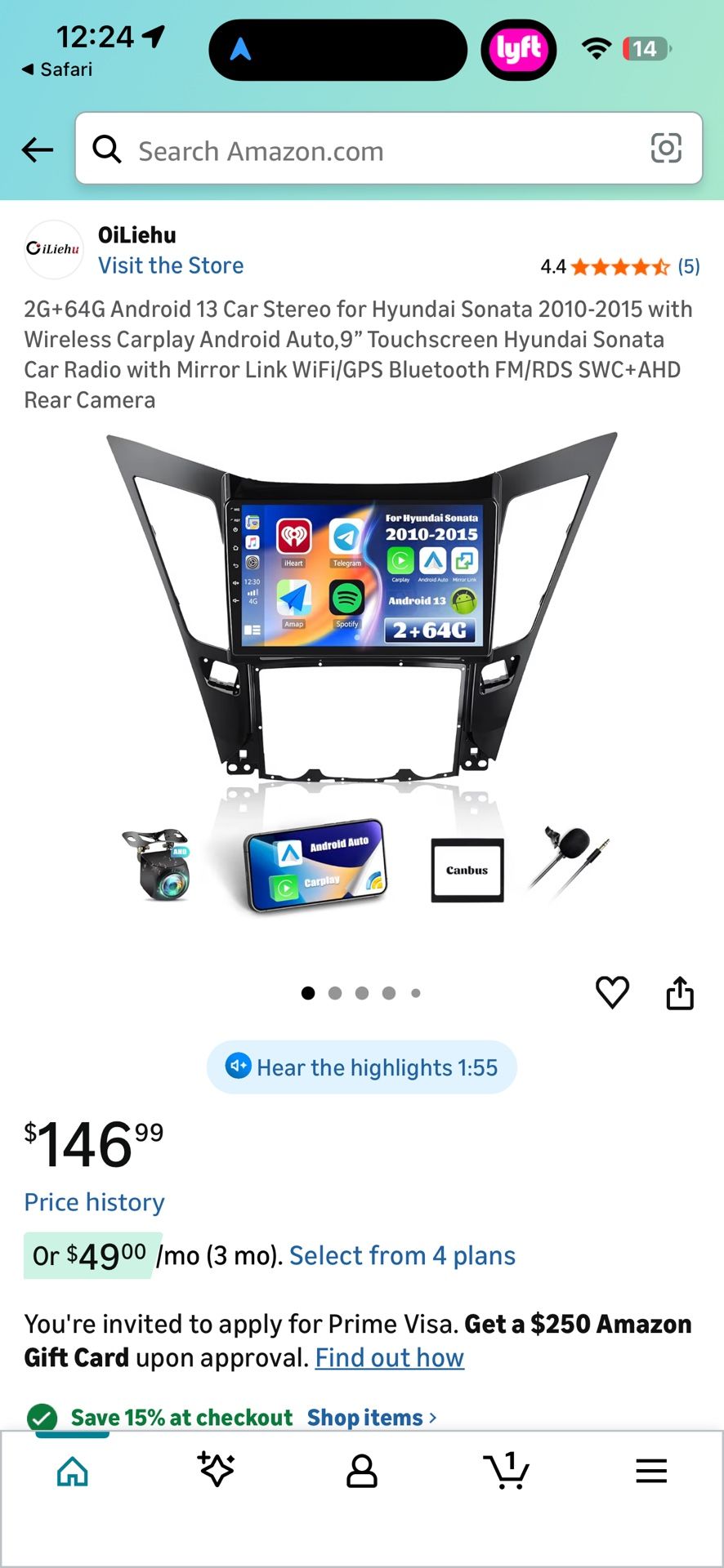 2G+ 64G Android 13 Car Stereo for Hyundai Sonata 2010-2015 with Wireless Carplay Android Auto,9" Touchscreen Hyundai Sonata Car Radio with Mirror Link