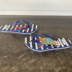 KATE SPADE Nova Lobster Flip Flops Flat Sandals French Navy Thongs Size 7, 8
