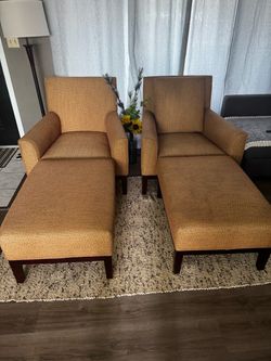 Pair of Accent Chairs with Ottomans