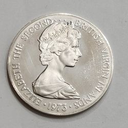 1973 Sterling Silver .925 British Virgin Islands One Dollar Coin 25.7 Grams