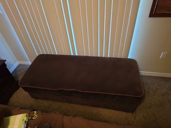 Long Brown Storage Ottoman