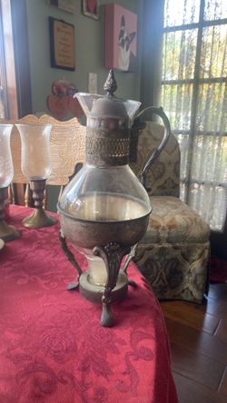 Vintage Glass Carafe with Silver-Tone Stand