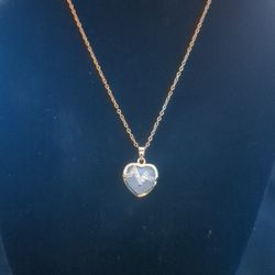Heart Beat 18k Gold Plated Stainless Steel Necklace 16+2 Length 