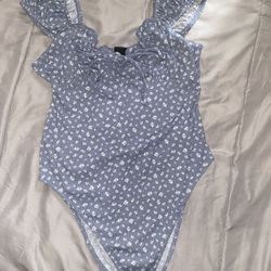 Blue floral bodysuit 