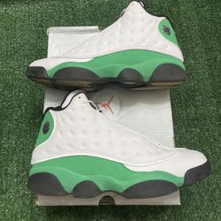 Jordan Lucky Green 13s size 12  USED But Clean