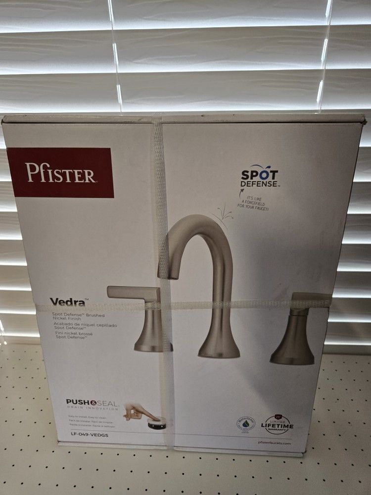 Vedra 8 in. Widespread Double Handle Bathroom Faucet in Spot Defense Brushed Nickel