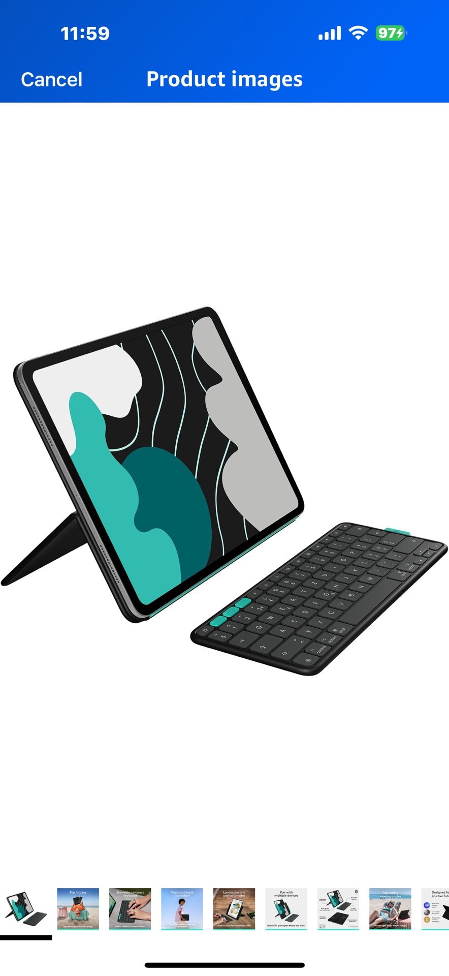 Logitech Flip Folio, Keyboard Case for iPad Pro 13-inch (M4) & iPad Air 13-inch (M2 & M3) (2024, 2025) - Protective & Stowable Bluetooth Keyboard Case