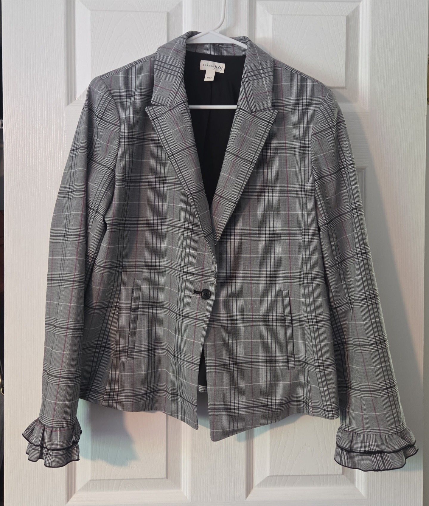 Maison Jules Grey Plaid Blazer
