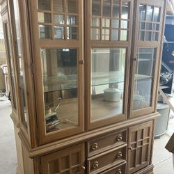 Very Heavy Solid Oak China Cabinet