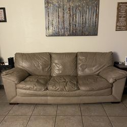 4 Piece Leather Light Brown Sofa Set