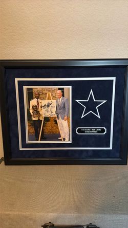 Autographed Tom, Landry and Mel Renfro Dallas Cowboys framed picture