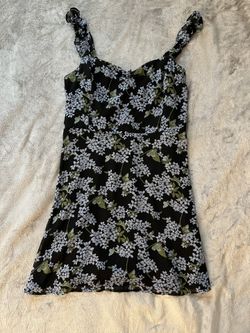 Black Blue Floral Dress