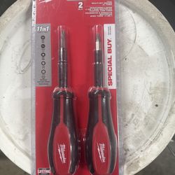 Milwaukee 11-in-1 Multi-Tip Screwdriver with Square Drive Bits (2-Pack)