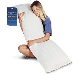 Snuggle-Pedic Long Body / Cuddle Pillow for Adults, Big 20x54 Pregnancy / Firm Maternity Pillows w/Shredded Memory Foam & Bamboo Cooling Pillow Cover 