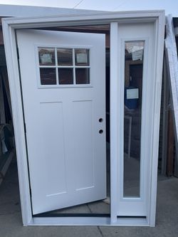 New  Entry Door Fiberglass Jeld Wen Size W53 H81 Left Hand Inswing Jam Is 5.1/2 Inch $1450 White Painted 