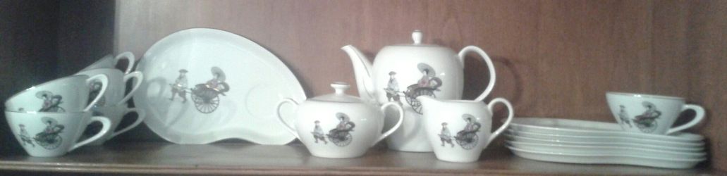 ARITA CHINA TEA SET WITH SNACK PLATES , JAPAN