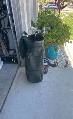 Assorted Golf Clubs & Bag
