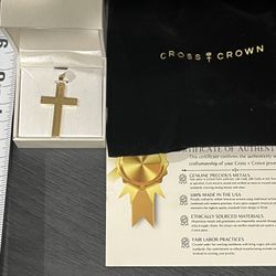 CROSS + CROWN Premium 14K Yellow Gold Cross Pendant