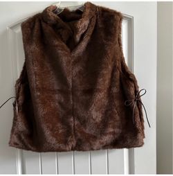 Brown Faux Fur Vest with Side Ties