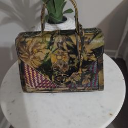 Vintage Floral Top Handle Handbag | Colorful Woven Panel Purse | Structured Retro Satchel | Unique Statement Bag | Gift for Her

