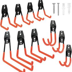 Garage Hooks, Heavy Duty Tool Organizer Wall Mount, Steel Tool Holders Rack Organization for Storage, Utility Hooks and Hangers for Garden, Tools, Ski