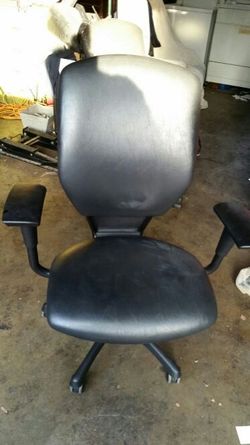 Black leather desk chair