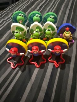 McDonald Super Mario Galaxy Movie Lot 10 - 3 Luigi, 3 Mario 3 Yoshi, 1 Bowser Jr