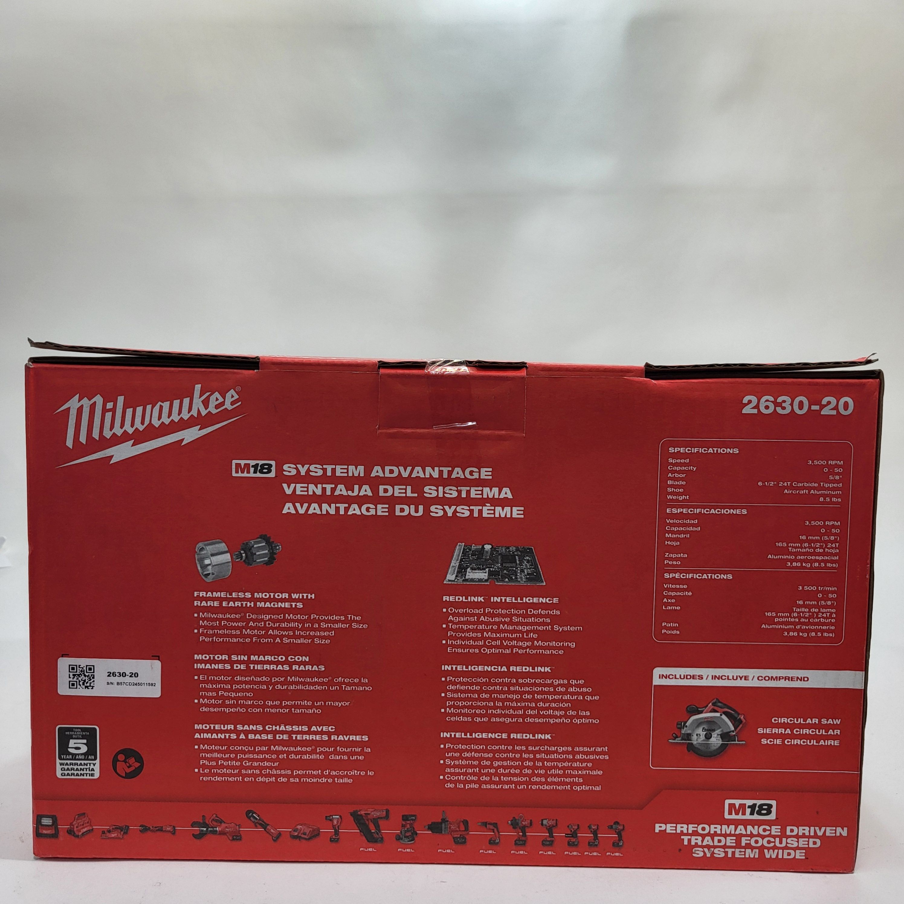 New Milwaukee 2630-20 18V M18™ 6-1/2" Circular Saw