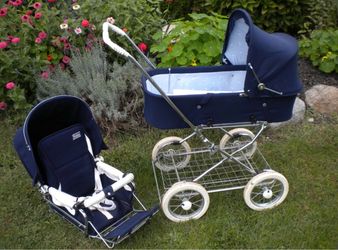 Vintage navy blue  Emmaljunga Carriage Baby Stroller & Bassinet