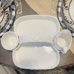 Ceramic Strawberry Basket With Cream And Sugar Bowl