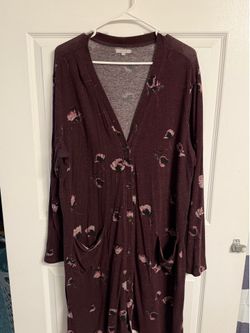 Maurices Plum Floral Long Cardigan Size XXL