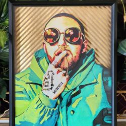 Mac Miller Chrome Hearts Art Born And Raised Frame Decor Wall Glass  Custom 