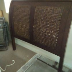 Queen Headboard Dark Whicker Wood