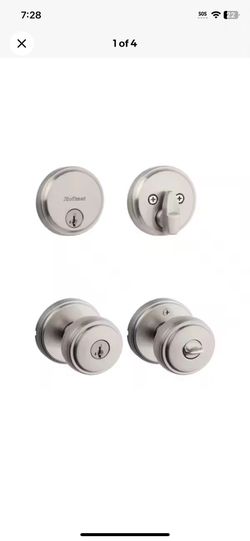Kwikset  Sora Satin Nickel Keyed Entry 2.19 in. Door Knob and Single Cylinder Deadbolt Combo Pack Featuring SmartKey Security@sora-091