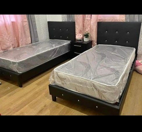New Twin Bed Dresser Diamond Headboard With Mattress 2 Sets Bed Frame And Mattress Cama Twin