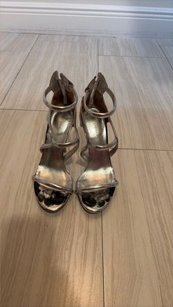 Silver Strappy Heeled Sandals