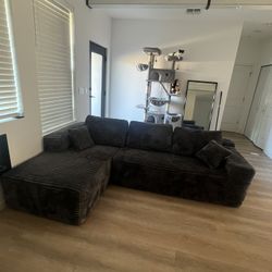 Ovios 106" Cloud Sectional Boneless Couch L Shaped Dark Grey 