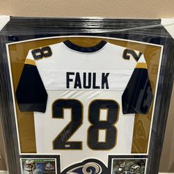 Framed Marshal Faulk Auto Jersey Becket Graded COA