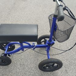 Quad All Terrain Foldable knee Scooter Blue Like New Retail 189 