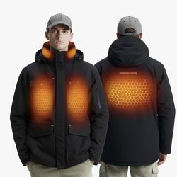 (Medium) InoKraft Heated Jacket for Men with Rechargable Battery and USB-C Cable, Winter Outdoor Soft Shell Electric Heating Coat