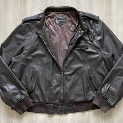 Vintage Members Only Brown Leather Motorcycle Bomber Style Jacket  Size 3XL 