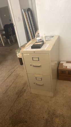 Cabinet-2 Drawers- Metal - Beige